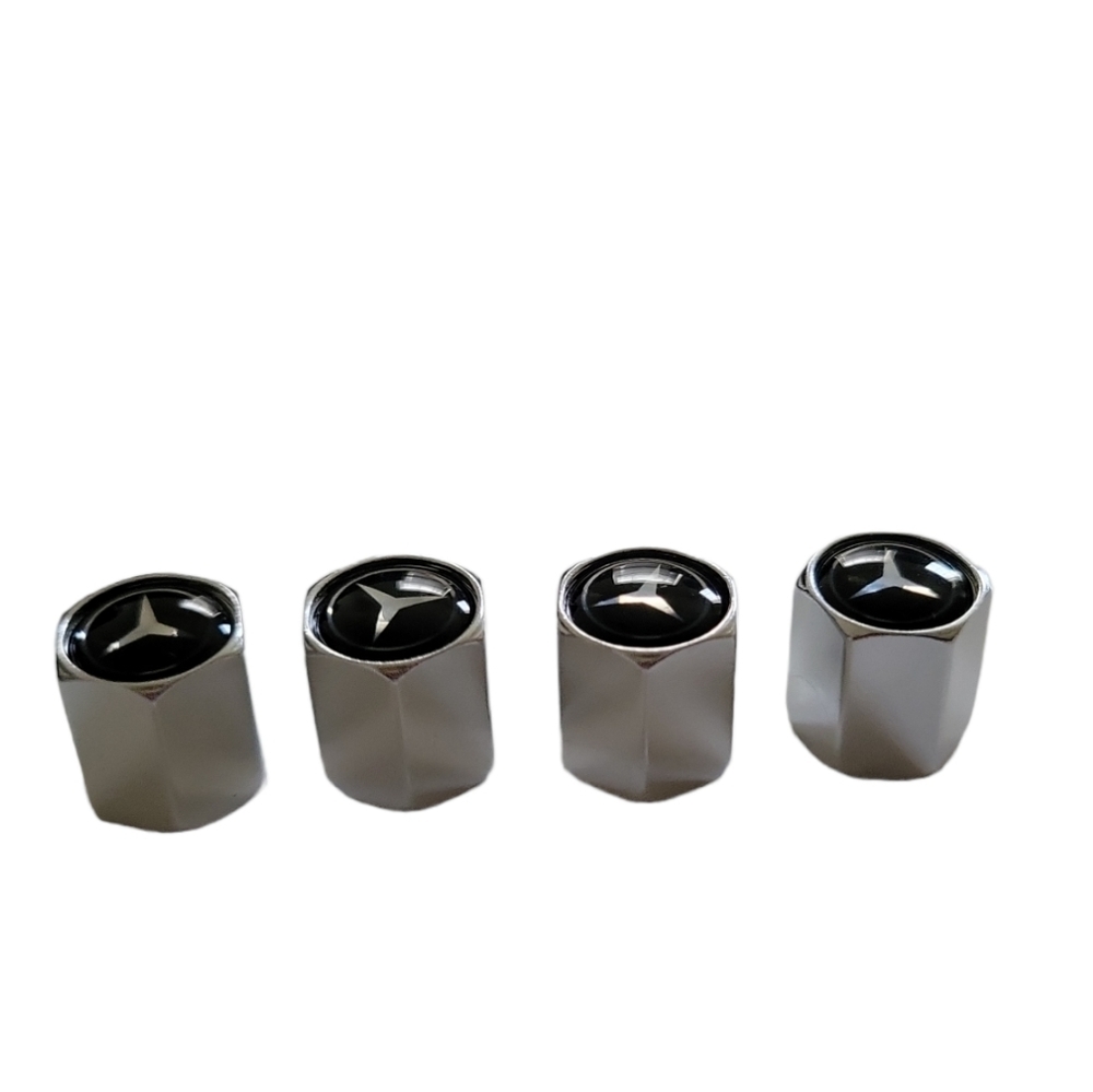 Universal tire valve caps cover logo shape Mercedes Benz set of 4 - Picture 2 of 9